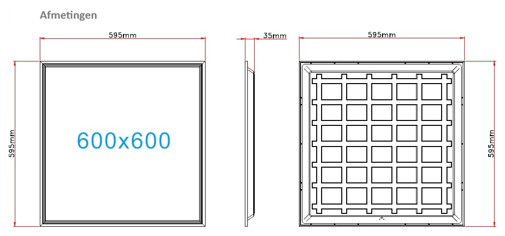 Led Back Lit Paneel Afmetingen Voor 60x60cm