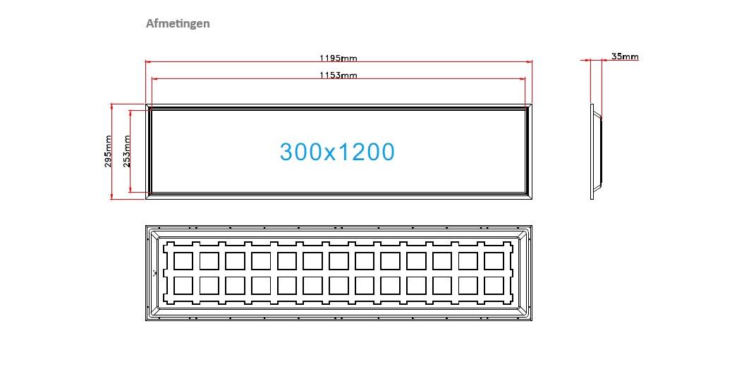 Led Back Lit Paneel 30x120cm Afmetingen